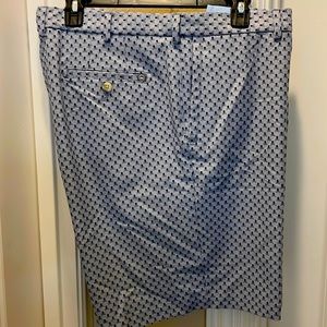 Mens Peter Millar Flat Front shorts size 40 very rare gray and navy skull print.
